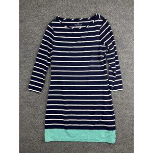 Southern Tide Dress Womens Small Blue Stripe 3/4 Sleeve Boat Neck Shift Nautical